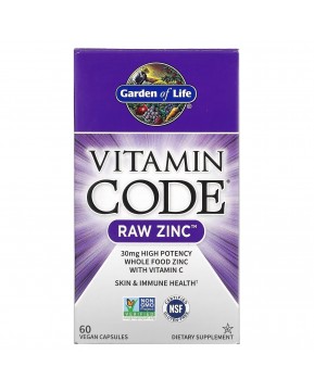 Garden of Life, Vitamin Code, RAW Zinc, 60 веганских капсул